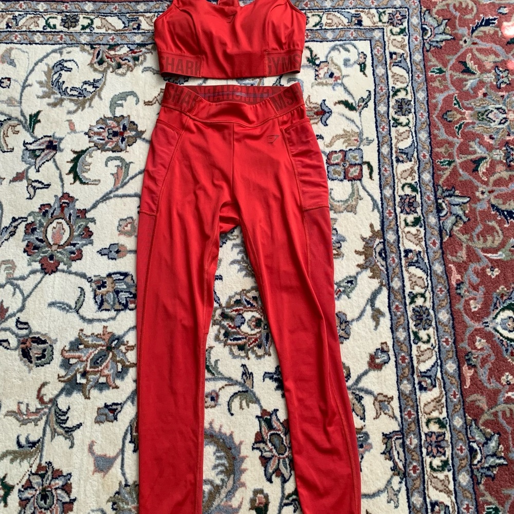 Gymshark Red Leggings and Bra (Matching Set)